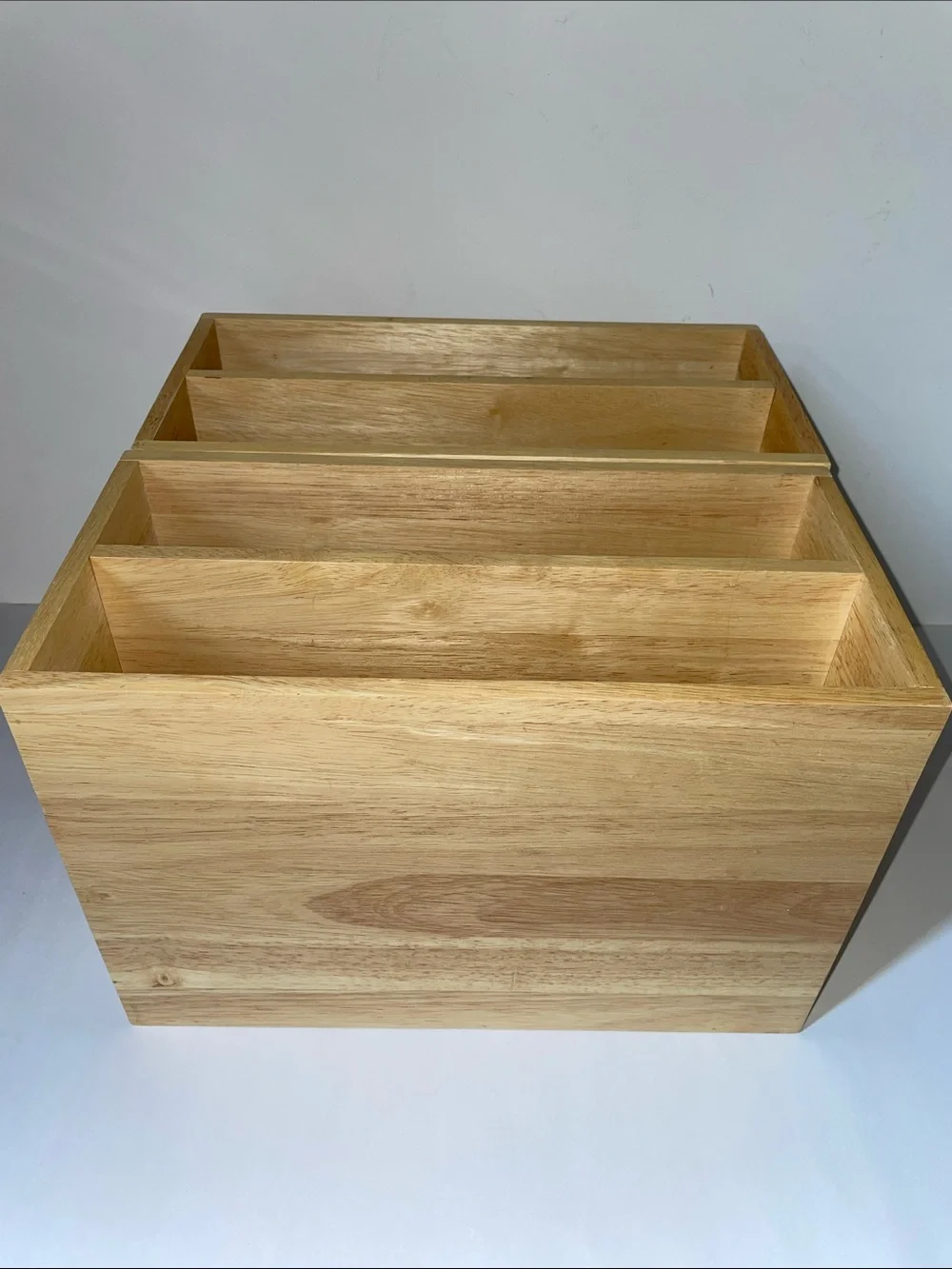 2 Wooden Desktop Organizer with Multiple Shelves - Natural color wood.